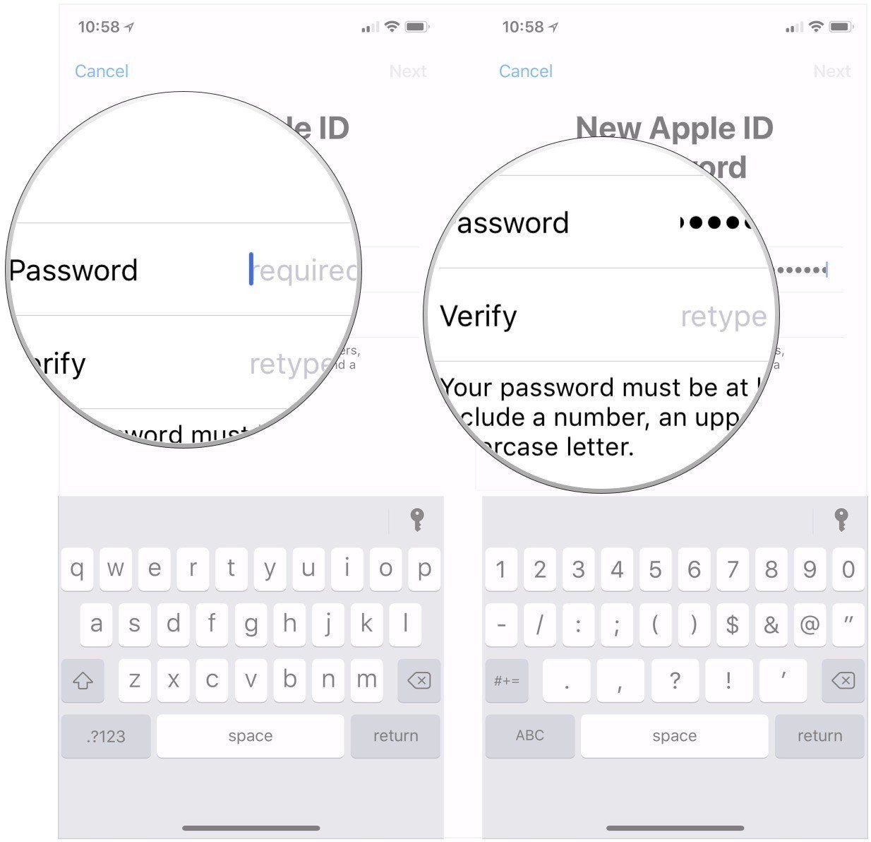 Введите новый пароль, введите снова
